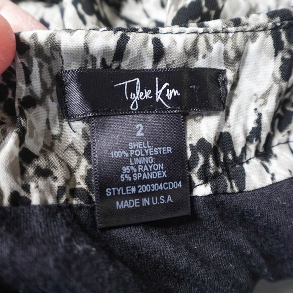 Womens Skirt 2 Gray Black Career Draped Faux Wrap Statement Effortless - Picture 5 of 10